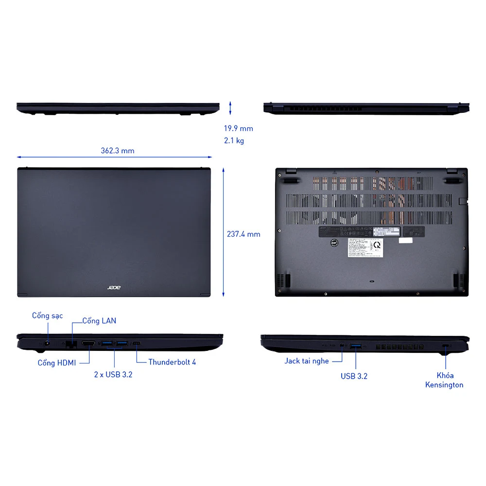 Acer Gaming Aspire 7 A715-76G-5806 (NH.QMFSV.002) (Geforce RTX 3050 4G/i5 12450H/16GB RAM/512GB SSD/15.6 inch FHD 144Hz/Win11/Đen/Vỏ nhôm)